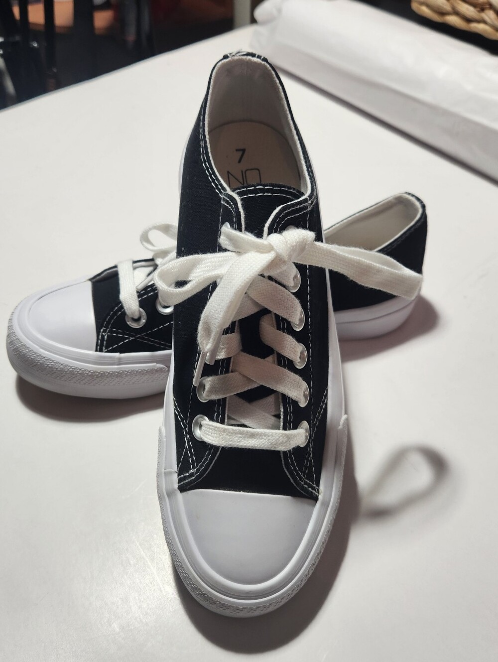 NOBO  Boundaries Black and White Canvas Slip-On Sneakerso